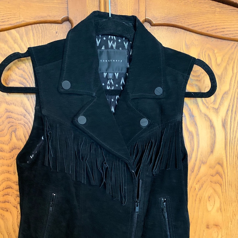 Sanctuary Black Suede Fringe vest